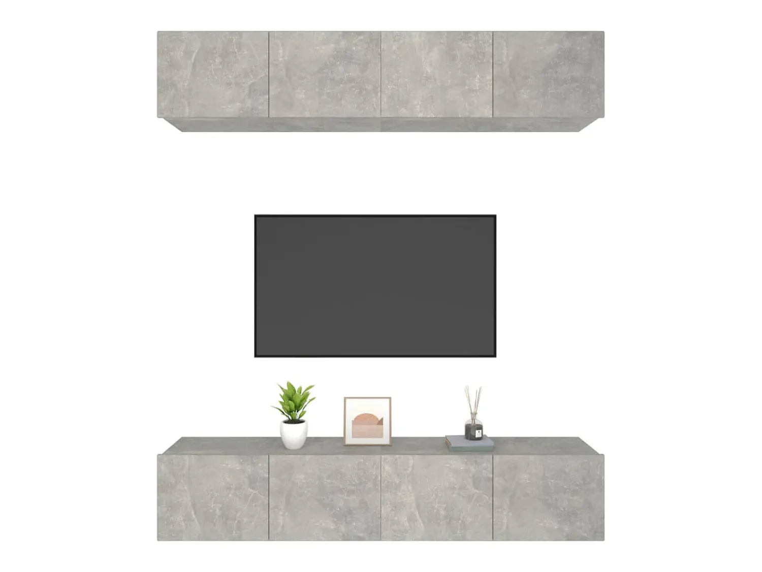 Móvel De Tv| Móveis TV 4pcs 80x30x30cm derivados de madeira cimento PT820833 Cinzento