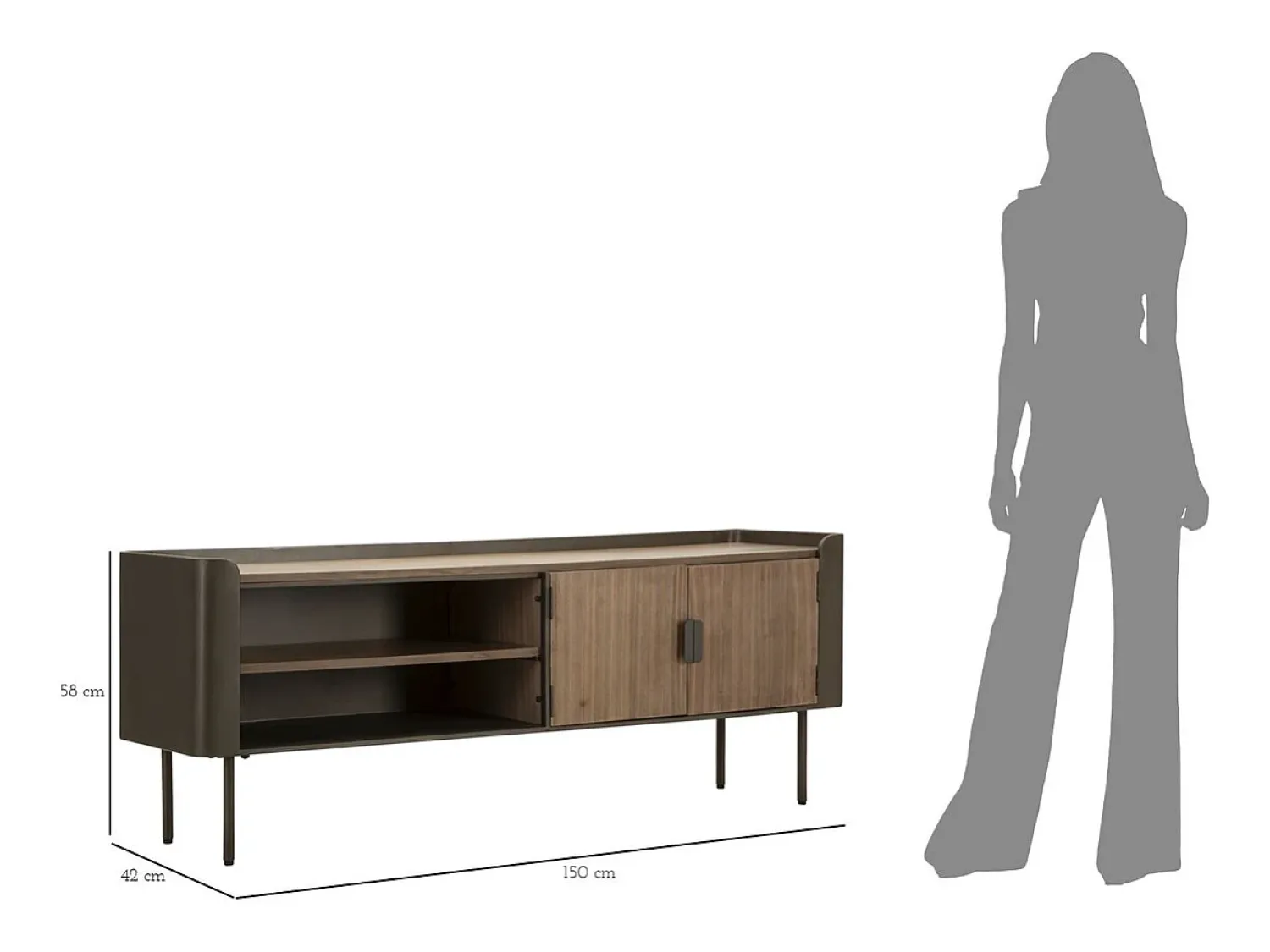 Móvel De Tv| Móveis TV VKH229, Castanho, 150x42x58 cm, Kendra Home Cinzento