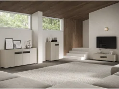 Móvel De Tv|ITAMOBY Móvel alto de sala 3 portas 100x35x110 cm Riflesso caxemira Cinzento