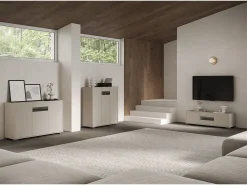 Móvel De Tv|ITAMOBY Móvel alto de sala 3 portas 100x35x110 cm Riflesso caxemira Cinzento