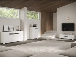 Móvel De Tv|ITAMOBY Móvel alto de sala 3 portas 100x35x110 cm Riflesso brilhante Branco