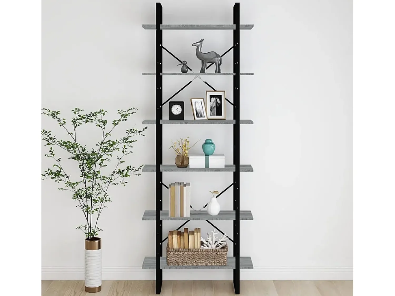 Clearance Móvel alto 80x30x210 cm derivados de madeira sonoma PT136273 Cinzento