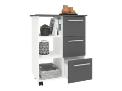 Móvel De Arrumação| Móvel auxiliar haaus Loma, 3 gavetas, 3 prateleiras, Antracite/Branco, 64 x 35 x 85 cm Cinza antracite