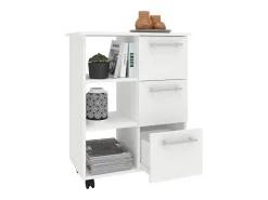 Discount Móvel auxiliar Loma, 3 gavetas, 3 prateleiras, , 64 x 35 x 85 cm Branco