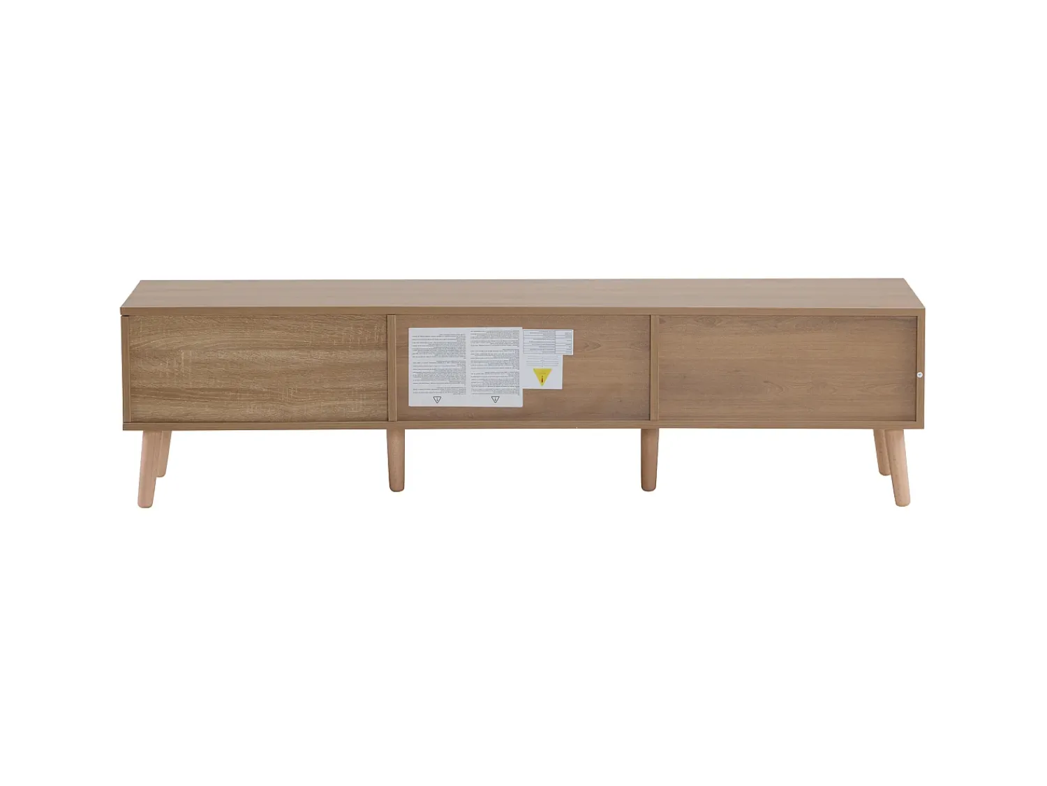 Clearance Móvel baixo para TV, 150 × 35 × 39 cm, estilo vintage, madeira clara, portas brancas, para sala de estar ou quarto. Natural claro