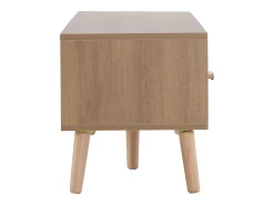 Clearance Móvel baixo para TV, 150 × 35 × 39 cm, estilo vintage, madeira clara, portas brancas, para sala de estar ou quarto. Natural claro