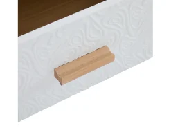 Clearance Móvel baixo para TV, 150 × 35 × 39 cm, estilo vintage, madeira clara, portas brancas, para sala de estar ou quarto. Natural claro