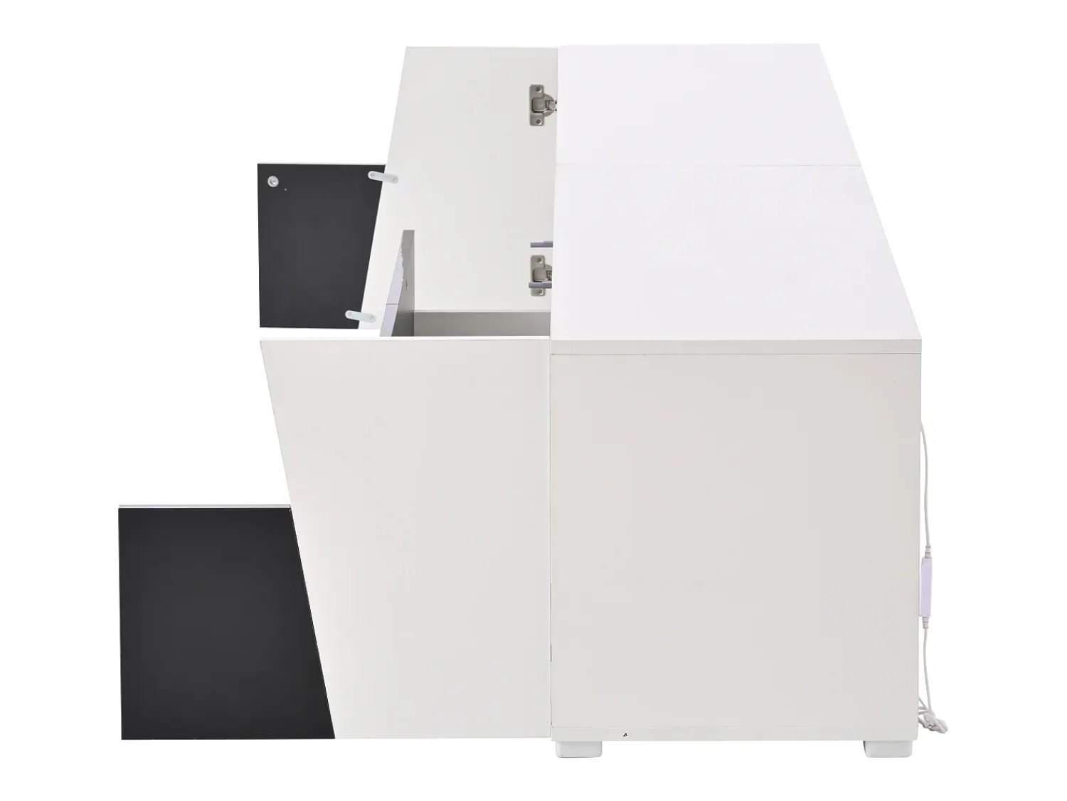 Móvel De Tv* Móvel baixo para TV, 180 × 38,5 × 45 cm, laqueado em /preto, iluminação LED, 2 portas, 2 gavetas, prateleiras abertas, sala de estar Branco