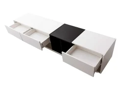 Discount Móvel baixo para TV com 3 gavetas, ideal para sala de estar ou sala de jantar, 190 x 40 x 34 cm, e preto. Branco