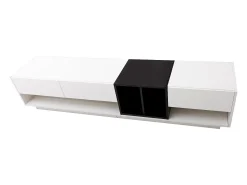 Discount Móvel baixo para TV com 3 gavetas, ideal para sala de estar ou sala de jantar, 190 x 40 x 34 cm, e preto. Branco