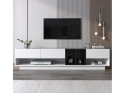 Discount Móvel baixo para TV com 3 gavetas, ideal para sala de estar ou sala de jantar, 190 x 40 x 34 cm, e preto. Branco