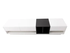 Discount Móvel baixo para TV com 3 gavetas, ideal para sala de estar ou sala de jantar, 190 x 40 x 34 cm, e preto. Branco