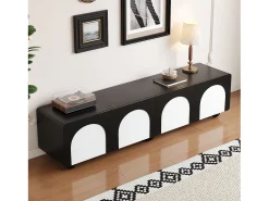 Outlet Merax Móvel baixo para TV com 2 gavetas e 2 portas - 180 x 38 x 45 cm - design clássico - MDF - e branco Preto