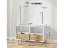 Móvel De Tv* Móvel baixo para TV com 2 prateleiras, gaveta, 99 cm de comprimento, mesa para televisão, para sala de estar, Branco