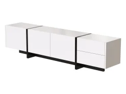 Clearance Móvel baixo para TV com gavetas, mesa para TV para sala de estar e sala de jantar, , 190 x 35 x 45 cm Branco