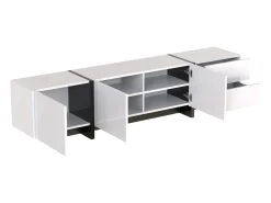 Clearance Móvel baixo para TV com gavetas, mesa para TV para sala de estar e sala de jantar, , 190 x 35 x 45 cm Branco