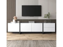 Clearance Móvel baixo para TV com gavetas, mesa para TV para sala de estar e sala de jantar, , 190 x 35 x 45 cm Branco
