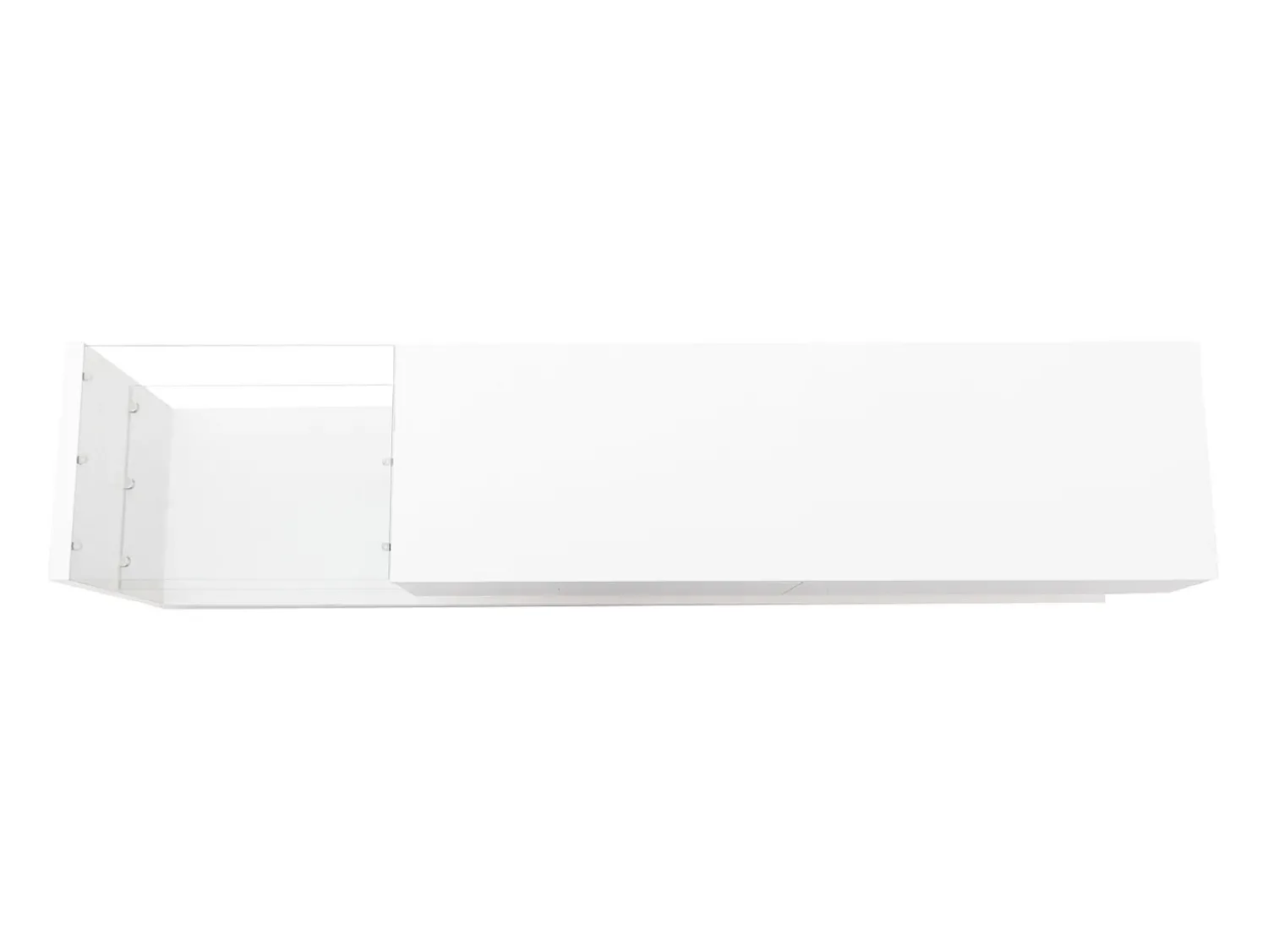 New Móvel baixo para TV com iluminação LED, tampo de vidro e 2 gavetas grandes, ideal para sala de estar ou sala de jantar, . Branco