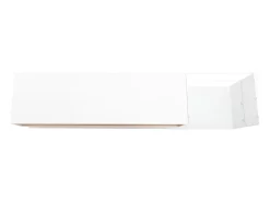 New Móvel baixo para TV com iluminação LED, tampo de vidro e 2 gavetas grandes, ideal para sala de estar ou sala de jantar, . Branco
