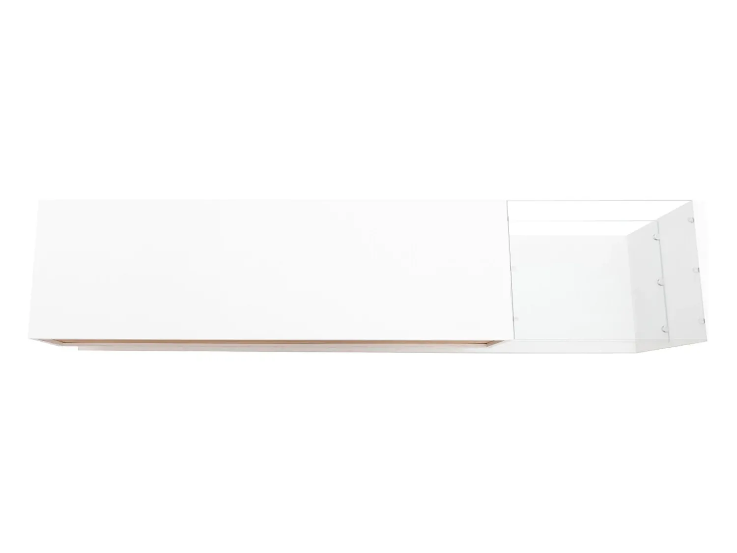 New Móvel baixo para TV com iluminação LED, tampo de vidro e 2 gavetas grandes, ideal para sala de estar ou sala de jantar, . Branco