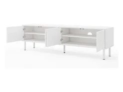 Móvel baixo para TV de 180 cm, acabamento fosco com passagem de cabos. Design minimalista para sala de estar, quarto ou corredor.^ Móvel De Tv