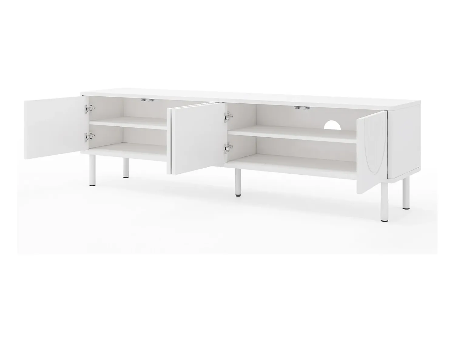 Móvel baixo para TV de 180 cm, acabamento fosco com passagem de cabos. Design minimalista para sala de estar, quarto ou corredor.^ Móvel De Tv