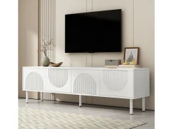 Móvel baixo para TV de 180 cm, acabamento fosco com passagem de cabos. Design minimalista para sala de estar, quarto ou corredor.^ Móvel De Tv