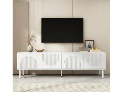 Móvel baixo para TV de 180 cm, acabamento fosco com passagem de cabos. Design minimalista para sala de estar, quarto ou corredor.^ Móvel De Tv