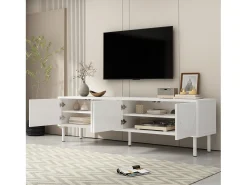 Móvel baixo para TV de 180 cm, acabamento fosco com passagem de cabos. Design minimalista para sala de estar, quarto ou corredor.^ Móvel De Tv