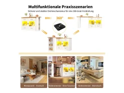 Clearance Merax Móvel bar extensível - 135/203 x 39 x 92,8 cm - mesa giratória com LEDs + 4 gavetas - MDF - Branco