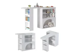 Merax Móvel bar extensível - 120 x 40 x 100 cm - com arrumação + espaço para animais de estimação - MDF -^ Móvel De Bar