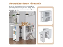 Merax Móvel bar extensível - 120 x 40 x 100 cm - com arrumação + espaço para animais de estimação - MDF -^ Móvel De Bar