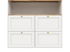 Móvel De Bar|Merax Móvel bar giratório 360° - 204 x 39 x 104 cm - com 4 gavetas + prateleiras abertas - MDF - Branco