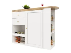 Móvel De Bar*Merax Móvel bar giratório 360° - 204 x 39 x 104 cm - com 2 gavetas + armário com portas - MDF - Branco