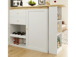 Móvel De Bar*Merax Móvel bar giratório 360° - 204 x 39 x 104 cm - com 2 gavetas + armário com portas - MDF - Branco