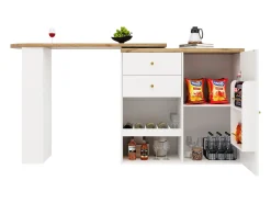 Móvel De Bar*Merax Móvel bar giratório 360° - 204 x 39 x 104 cm - com 2 gavetas + armário com portas - MDF - Branco