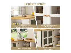Móvel De Bar*Merax Móvel bar giratório - 204 x 39 x 102,5 cm - com 4 compartimentos de arrumação + 2 portas - MDF - Branco