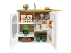Móvel De Bar|Merax Móvel bar giratório - 138 x 73 x 105 cm - 3 portas + divisórias removíveis - MDF + Metal - Branco