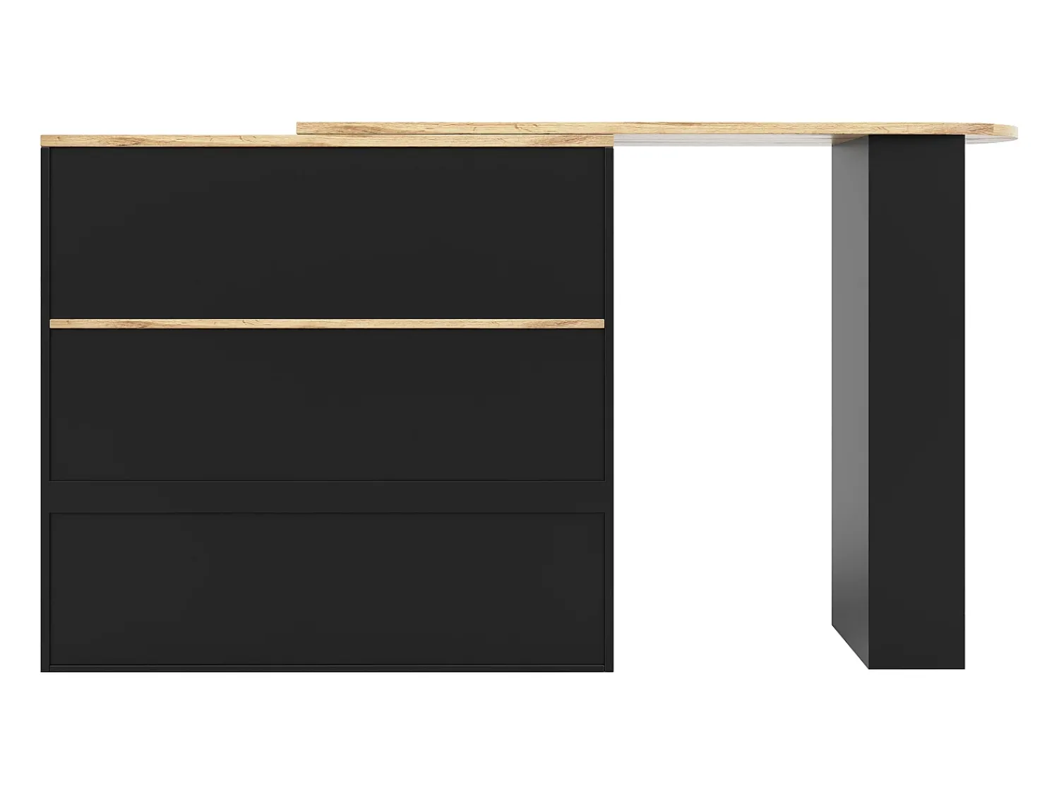 Online Hauss Spole Móvel bar giratório com 4 gavetas e 1 nicho, corpo com tampo em folheado de madeira - 138x39x104cm Preto