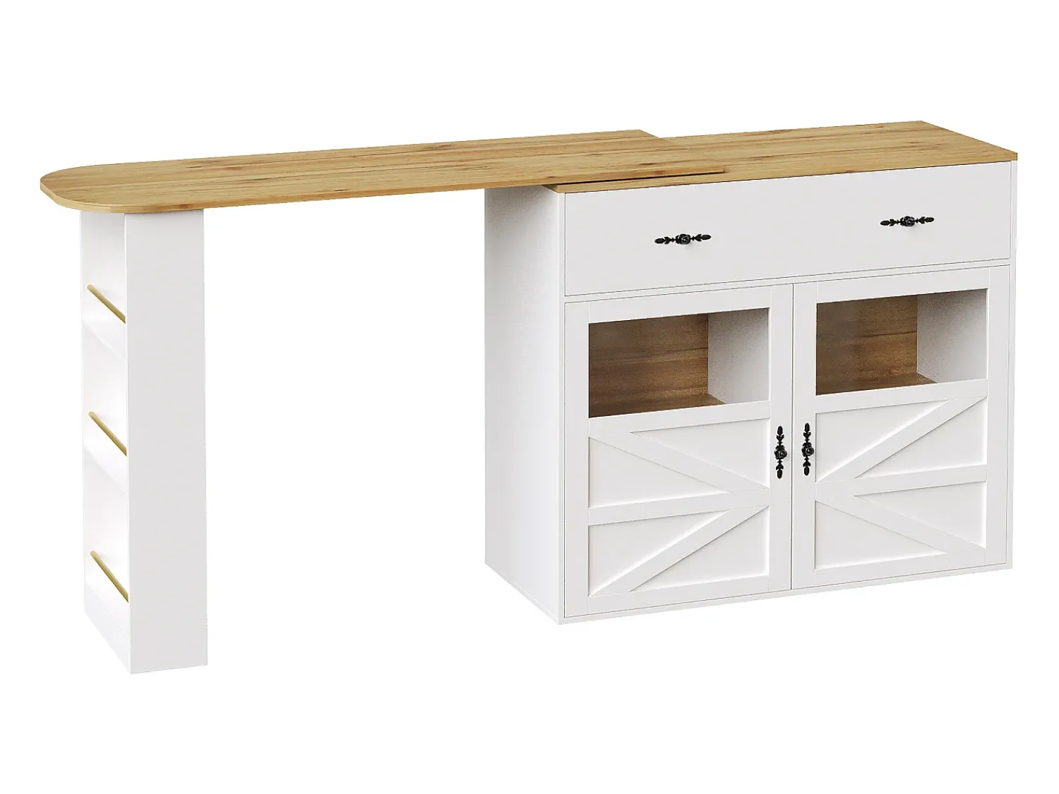Hauss Spole Móvel bar giratório com 1 gaveta larga e 2 portas, prateleira lateral de três níveis incluída, - 204x39x104cm^ Móvel De Bar
