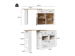Hauss Spole Móvel bar giratório com 1 gaveta larga e 2 portas, prateleira lateral de três níveis incluída, - 204x39x104cm^ Móvel De Bar