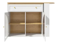 Hot Hauss Spole Móvel bar giratório com 1 gaveta larga e 2 portas de vidro, corpo , prateleiras incluídas - 204x39x104cm Branco