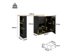 Móvel De Bar|Hauss Spole Móvel bar giratório com 2 gavetas, 1 porta e 2 nichos, corpo com tampo em folheado de madeira - 138x39x104cm Preto