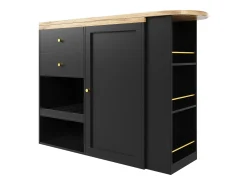 Móvel De Bar|Hauss Spole Móvel bar giratório com 2 gavetas, 1 porta e 2 nichos, corpo com tampo em folheado de madeira - 138x39x104cm Preto
