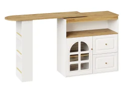 Móvel De Bar*Hauss Spole Móvel bar giratório com 1 porta de vidro, 1 nicho e 2 gavetas, corpo , prateleiras incluídas - 204x39x104cm Branco