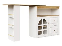 Móvel De Bar*Hauss Spole Móvel bar giratório com 1 porta de vidro, 1 nicho e 2 gavetas, corpo , prateleiras incluídas - 204x39x104cm Branco