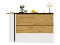 Móvel De Bar*Hauss Spole Móvel bar giratório com 2 portas de vidro e 1 nicho, corpo , tampo em folheado de madeira - 204x39x102,5cm Branco