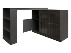 Móvel De Bar|Hauss Spole Móvel bar giratório com 3 portas, incluindo 2 portas de vidro, prateleiras abertas incluídas, corpo - 120x40x103cm Preto