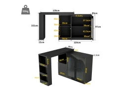 Móvel De Bar|Hauss Spole Móvel bar giratório com 3 portas, incluindo 2 portas de vidro, prateleiras abertas incluídas, corpo - 120x40x103cm Preto