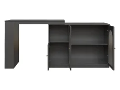 Móvel De Bar|Hauss Spole Móvel bar giratório com 3 portas, incluindo 2 portas de vidro, prateleiras abertas incluídas, corpo - 120x40x103cm Preto